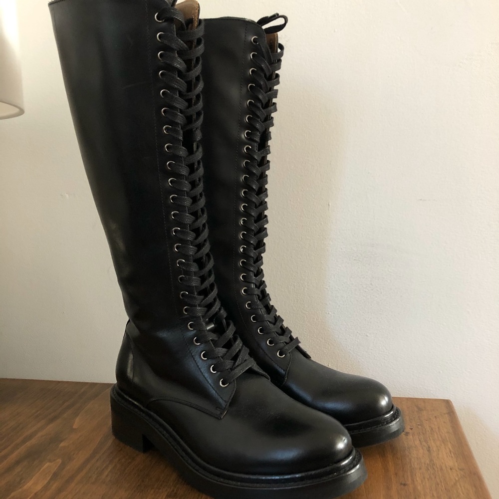 FRYE Alice Combat Lace Up Tall Boots